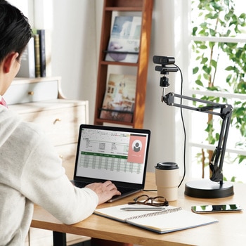 WEBカメラ スタンド アーム型 GoPro用アダプタ付 高さ調整 角度調整 ブラック エレコム