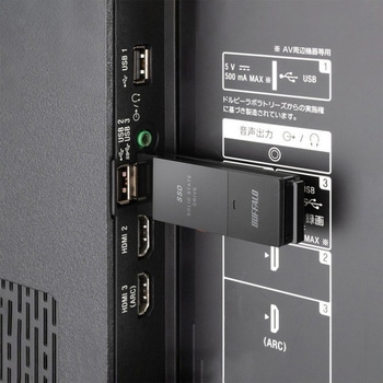 PC対応 USB3.2(Gen2) TV録画 スティック型SSD 2TB ブラック Type-C付属 BUFFALO(バッファロー)