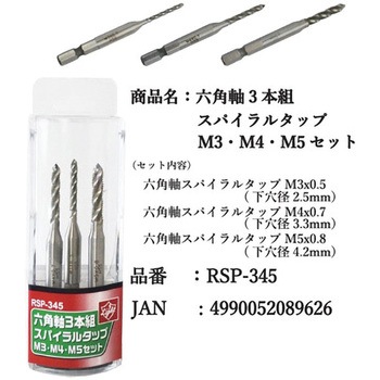 六角軸スパイラルタップ3本組 Linc