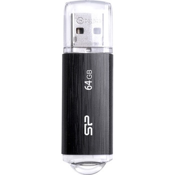 USB2.0フラッシュメモリ Ultima U02 Series 64GB ブラック キャップ ストラップホール付き シリコンパワー(Silicon Power)