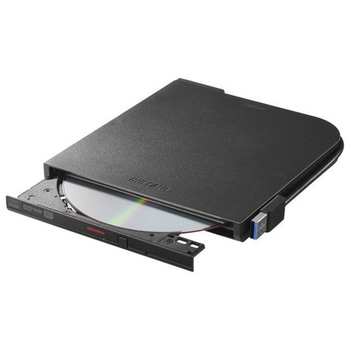 USB3.2(Gen1)対応 ポータブルDVDドライブ 書込ソフト添付 ブラック BUFFALO(バッファロー)