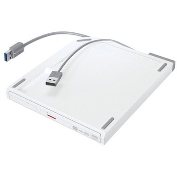 USB3.2(Gen1)対応 ポータブルDVDドライブ 書込ソフト添付 ホワイト BUFFALO(バッファロー)
