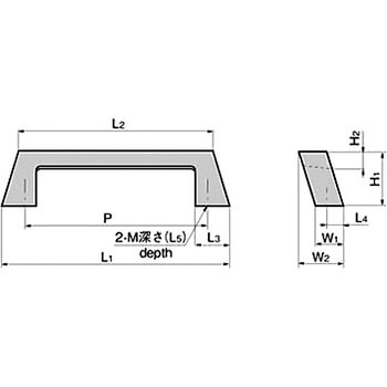 テーパー付角型取手(P=65) TAKIGEN(タキゲン)