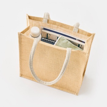 ジュートスクエアトートバッグ NBK