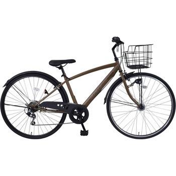 防災サイクル 27型 6段変速・LEDオートライト付 ノンパンク シティサイクル クロスバイク【完成組立品】 東部