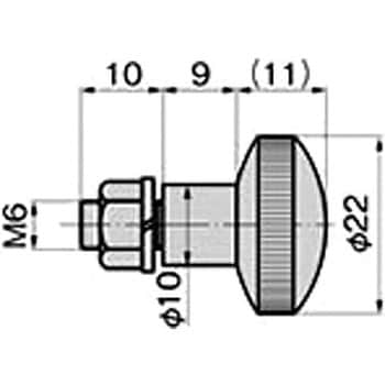 ステンレス ローレットつまみ(ねじ部M6×L10) TAKIGEN(タキゲン)
