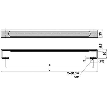 ステンレス 角型取手(P=238) TAKIGEN(タキゲン)