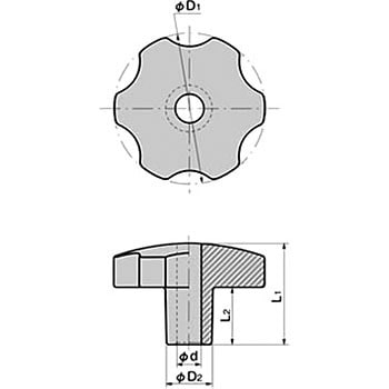 A-1099-P-4 ステンレスノブファスナー(Φ6貫通穴) タキゲン(TAKIGEN) 丸