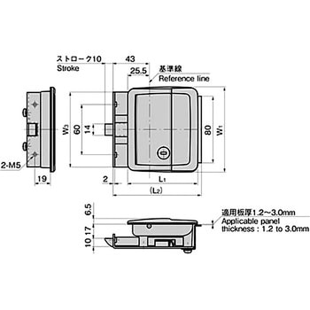 ステンレス ラッチ式平面ハンドル TAKIGEN(タキゲン)
