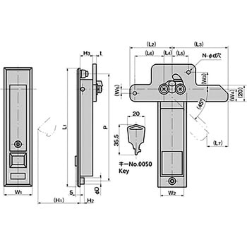 ステンレス 押ボタン付平面ハンドル TAKIGEN(タキゲン)