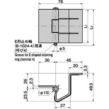 段付U型裏蝶番 TAKIGEN(タキゲン) 隠し蝶番 【通販モノタロウ】