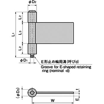 3管型加工蝶番(L100×W150×t4) TAKIGEN(タキゲン)