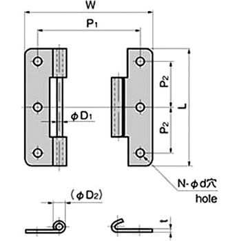 ステンレス 中開き蝶番(L30×W25) TAKIGEN(タキゲン)