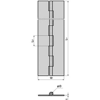 ステンレス 長蝶番(L600×W32×t0.8) TAKIGEN(タキゲン)