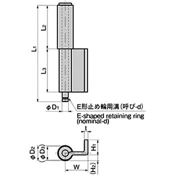 ステンレス L型裏蝶番(2管)(L1=70) TAKIGEN(タキゲン)