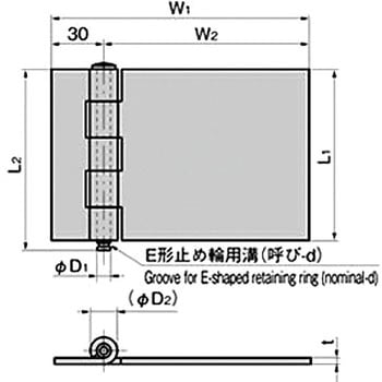 ステンレス 重量用平蝶番(L1:75×W1:130) TAKIGEN(タキゲン)