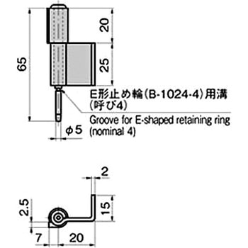 ステンレス 片袖裏蝶番(L=65) TAKIGEN(タキゲン)