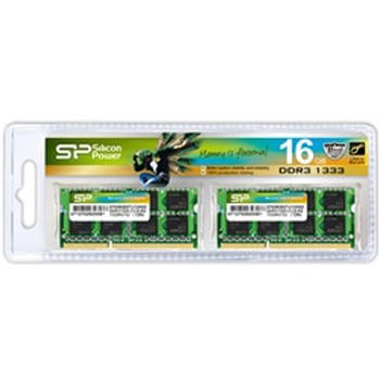 メモリモジュール 204Pin SO-DIMM DDR3-1333(PC3-10600) 8GB×2枚組 ブリスターパック シリコンパワー(Silicon Power)