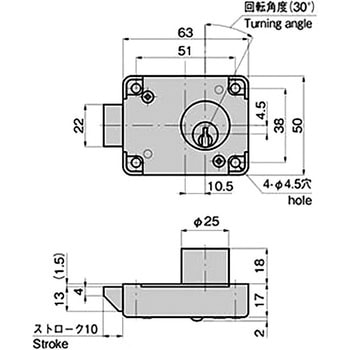 シリンダー付ラッチ錠 TAKIGEN(タキゲン)