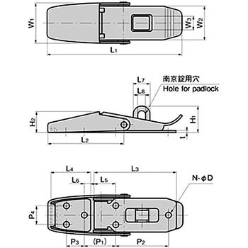 ステンレス 鍵穴付パチン錠 TAKIGEN(タキゲン)