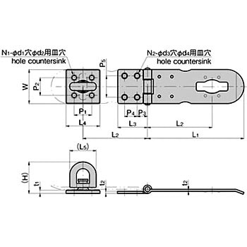 C-1248-5 ステンレス 掛金(アーム全長L1=50) 1個 タキゲン(TAKIGEN