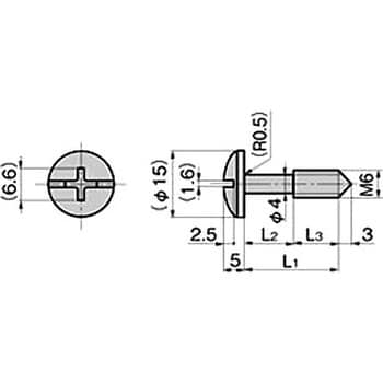 C-1281-B-M6-5 ステンレス すり割り押しねじ 1個 タキゲン(TAKIGEN