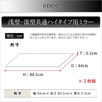 コレクションラック【-Luke-ルーク】専用ミラー2枚セット(ハイタイプ用/深型・浅型共通) ホームテイスト