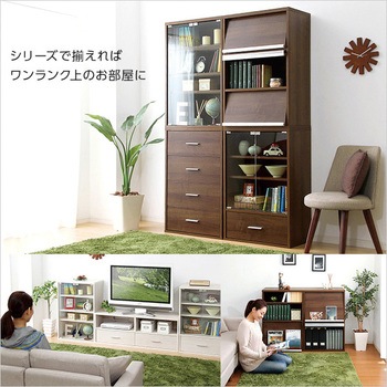 収納家具【DEALS ディールズ 】引出付ガラスキャビネット ホームテイスト