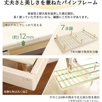 宮セット】パイン材高さ3段階調整脚付きすのこベッド(セミダブル