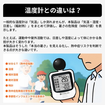 黒球式熱中症指数計 季節性インフルエンザ注意機能付き - RABLISS
