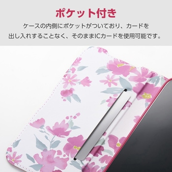 iPhone17 Pro ケース レザー 手帳型 マグネット 衝撃吸収 超軽量 薄型 スタンド機能付 花柄 UltraSlim - エレコム