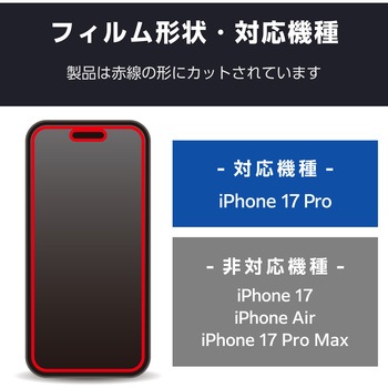 iPhone17 Pro フィルム アンチグレア 衝撃吸収 覗き見防止 左右視線ブロック 指紋防止 気泡防止 反射防止 エレコム