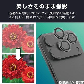 iPhone17 Pro ガラスフィルム カメラレンズフィルム付 高透明 10H 指紋防止 気泡防止 飛散防止 エレコム