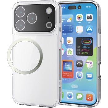 iPhone17 Pro ケース ハイブリッド 衝撃吸収 カメラレンズ搭載 磁気吸着対応メタルステッカー付 極限保護 エレコム