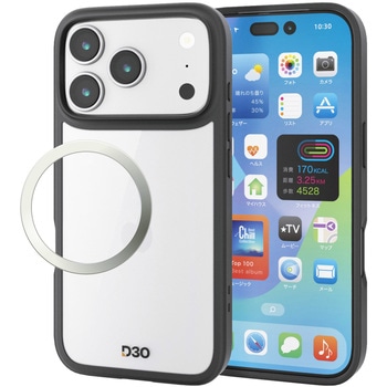 iPhone17 Pro ケース ハイブリッド D3O(R) 超衝撃保護 磁気吸着対応メタルステッカー付 - エレコム