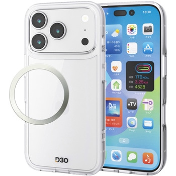 iPhone17 Pro ケース ハイブリッド D3O(R) 超衝撃保護 磁気吸着対応メタルステッカー付 - エレコム