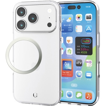 iPhone17 Pro ケース ソフト 薄型 磁気吸着対応メタルステッカー付 エレコム