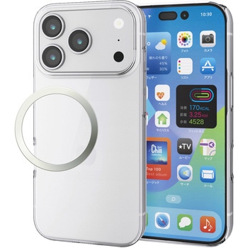 iPhone17 Pro ケース ハード 極薄 磁気吸着対応メタルステッカー付 エレコム