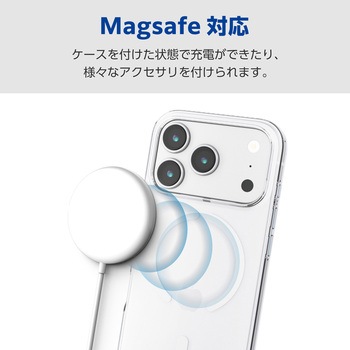 iPhone17 Pro ケース ソフト 衝撃吸収 薄型 MAGKEEP 磁力吸着ワイヤレス充電対応 高透明 - エレコム