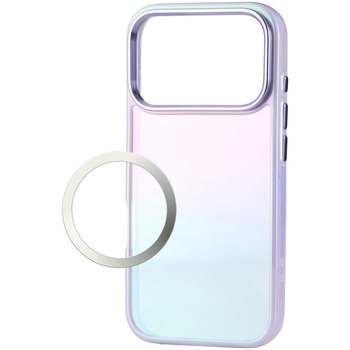 iPhone17 Pro ケース ハイブリッド 衝撃吸収 磁気吸着対応メタルステッカー付 オーロラデザイン エレコム