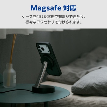 iPhone17 Pro ケース ハイブリッド 衝撃吸収 MAGKEEP 磁力吸着ワイヤレス充電対応 360度回転スタンド付 - エレコム