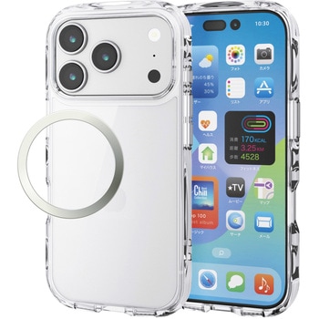 iPhone17 Pro クリアケース ハイブリッド 衝撃吸収 軽量 薄型 磁気吸着対応メタルステッカー付 TOUGH SLIM LITE エレコム