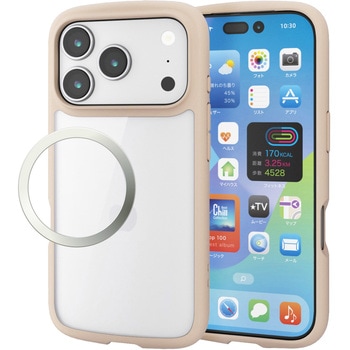 iPhone17 Pro ケース ハイブリッド 衝撃吸収 軽量 薄型 磁気吸着対応メタルステッカー付 - エレコム