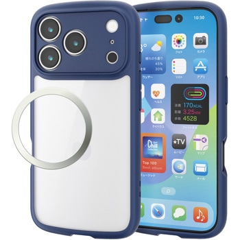 iPhone17 Pro ケース ハイブリッド 衝撃吸収 軽量 薄型 磁気吸着対応メタルステッカー付 極限保護 エレコム