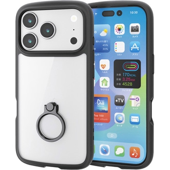 iPhone17 Pro ケース ハイブリッド 衝撃吸収 軽量 薄型 リング付 スタンド機能付 TOUGH SLIM LITE エレコム