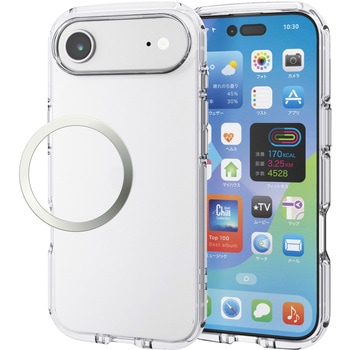 iPhone17 Pro ケース ソフト 衝撃吸収 軽量 薄型 磁気吸着対応メタルステッカー付 高透明 エレコム