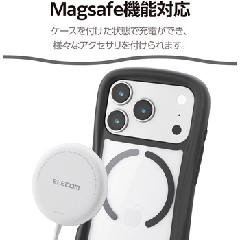 iPhone17 Pro ケース ハイブリッド 衝撃吸収 MAGKEEP 磁力吸着ワイヤレス充電対応 Grippy - エレコム