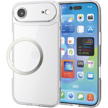 iPhone Air ケース ハイブリッド 衝撃吸収 磁気吸着対応メタルステッカー付 背面ガラス 極限保護 エレコム