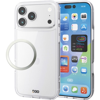 iPhone17 Pro Max ケース ハイブリッド D3O(R) 超衝撃保護 磁気吸着対応メタルステッカー付 - エレコム