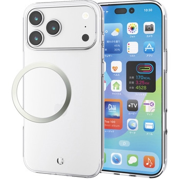 iPhone17 Pro Max ケース ソフト 薄型 磁気吸着対応メタルステッカー付 - エレコム
